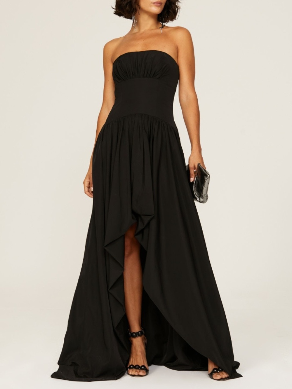 ML Monique Lhuillier Strapless Taffeta Ball Gown Black Maxi Dress Size 6